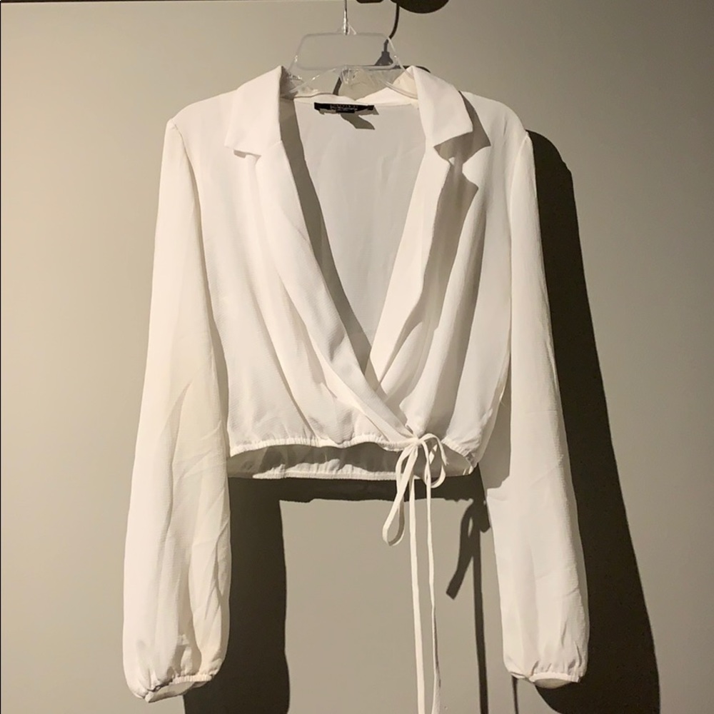 White Tie-Up Crop Top